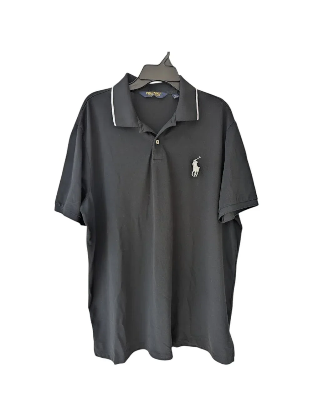 Vintage Polo Golf Ralph Lauren Big Pony Y2K Shirt XXL Black Pima Stretch 25.5x31